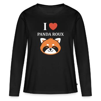 Panda roux - T-shirt manches longues Premium bio Femme - noir - Devant - Julia (174cm)