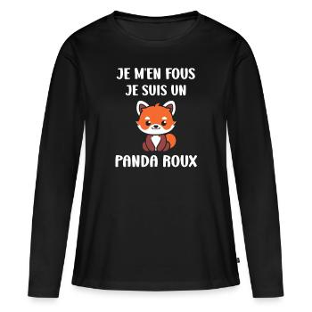 Panda roux - T-shirt manches longues Premium bio Femme - noir - Devant - Julia (174cm)