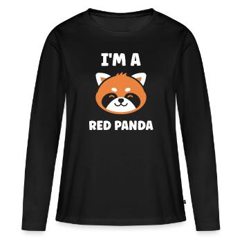 Panda roux - T-shirt manches longues Premium bio Femme - noir - Devant - Julia (174cm)