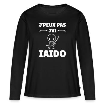 iaido - T-shirt manches longues Premium bio Femme - noir - Devant - Julia (174cm)