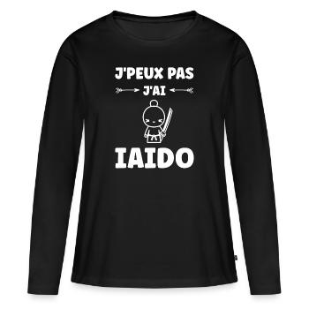 iaido - T-shirt manches longues Premium bio Femme - noir - Devant - Julia (174cm)
