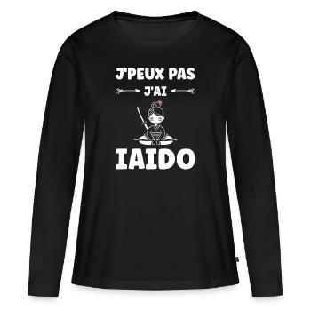 iaido - T-shirt manches longues Premium bio Femme - noir - Devant - Julia (174cm)