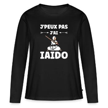 iaido - T-shirt manches longues Premium bio Femme - noir - Devant - Julia (174cm)