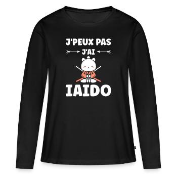 iaido - T-shirt manches longues Premium bio Femme - noir - Devant - Julia (174cm)
