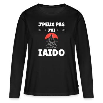 iaido - T-shirt manches longues Premium bio Femme - noir - Devant - Julia (174cm)