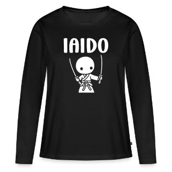 IAIDO - T-shirt manches longues Premium bio Femme - noir - Devant - Julia (174cm)