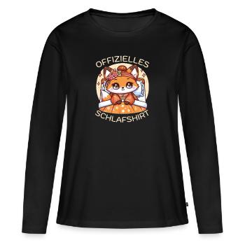 Chemise de nuit officielle Fox Cute Animals - T-shirt manches longues Premium bio Femme - noir - Devant - Julia (174cm)