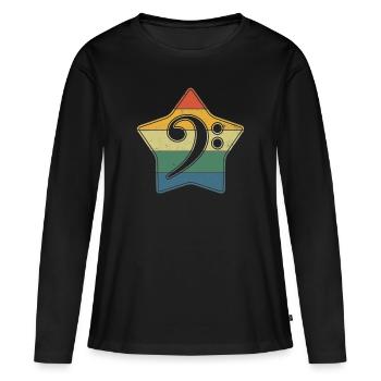 Clé de Fa Note de Musique Rétro Vintage Star - T-shirt manches longues Premium bio Femme - noir - Devant - Julia (174cm)