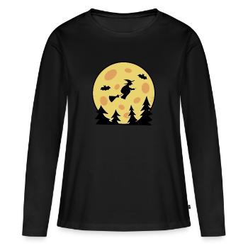 Sorcière au clair de lune - T-shirt manches longues Premium bio Femme - noir - Devant - Julia (174cm)