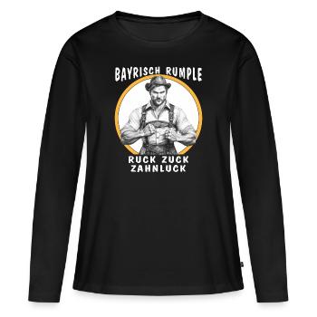 HOMME BAVAROIS GRONDEMENT EN UN RIEN DE TEMPS À L’ÉCART DES DENTS - T-shirt manches longues Premium bio Femme - noir - Devant - Julia (174cm)