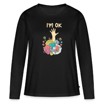 Couture, couture, couture, courtepointe - T-shirt manches longues Premium bio Femme - noir - Devant - Julia (174cm)