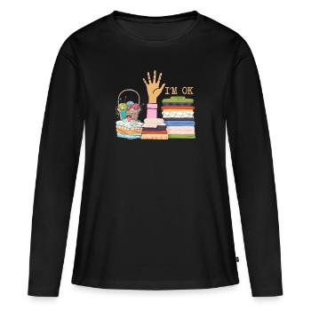 Couture, couture, couture, courtepointe - T-shirt manches longues Premium bio Femme - noir - Devant - Julia (174cm)