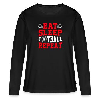 Sleep Football Répéter - T-shirt manches longues Premium bio Femme - noir - Devant - Julia (174cm)