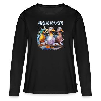DANDINER LE CANARD VERS LE SUCCÈS - T-shirt manches longues Premium bio Femme - noir - Devant - Julia (174cm)