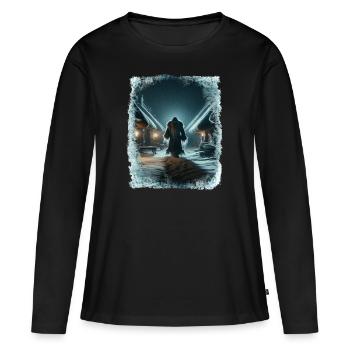 Väterchen Frost spaziert durch das eisige Dorf - Frauen Premium Bio Langarmshirt - Schwarz - Vorne - Julia (174cm)