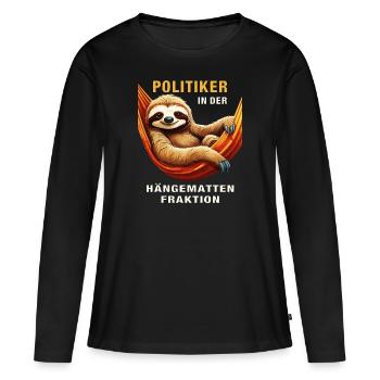 POLITICIEN DANS LA FACTION HAMAC - T-shirt manches longues Premium bio Femme - noir - Devant - Julia (174cm)
