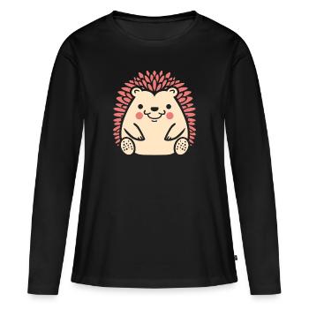hérisson - T-shirt manches longues Premium bio Femme - noir - Devant - Julia (174cm)