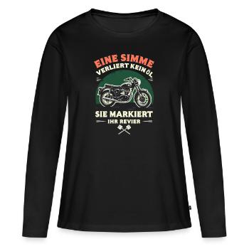 Simson DDR Moped Simson fan s51 ddr - Frauen Premium Bio Langarmshirt - Schwarz - Vorne - Julia (174cm)