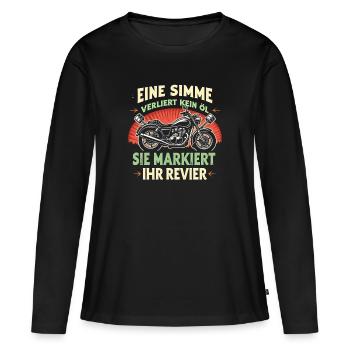 Simson DDR Moped Simson fan s51 ddr - Frauen Premium Bio Langarmshirt - Schwarz - Vorne - Julia (174cm)