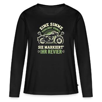 Simson DDR Moped Simson fan s51 ddr - Frauen Premium Bio Langarmshirt - Schwarz - Vorne - Julia (174cm)