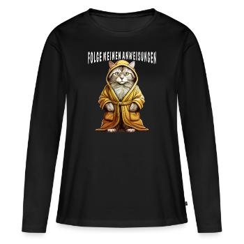 PEIGNOIR POUR CHAT SUIVEZ MES INSTRUCTIONS - T-shirt manches longues Premium bio Femme - noir - Devant - Julia (174cm)