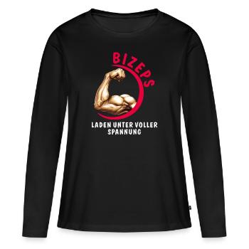 BICEPS LOADING UNDER FULL TENSION - Women's Premium Organic Long Sleeve Shirt - black - Front - Julia (174cm)
