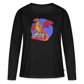 Lecture Dragon Livres Magic Dungeon - T-shirt manches longues Premium bio Femme - noir - Devant - Julia (174cm)