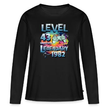 Level 43 Unlocked since 1982 Birthday - Women's Premium Organic Long Sleeve Shirt - black - Front - Julia (174cm)