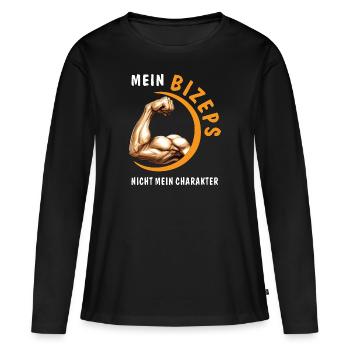 MES BICEPS, PAS MON CARACTÈRE - T-shirt manches longues Premium bio Femme - noir - Devant - Julia (174cm)