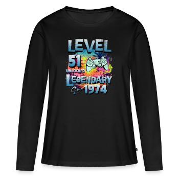 Level 51 Unlocked since 1982 Birthday - Women's Premium Organic Long Sleeve Shirt - black - Front - Julia (174cm)