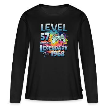 Level 57 Unlocked since 1982 Birthday - Women's Premium Organic Long Sleeve Shirt - black - Front - Julia (174cm)