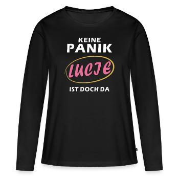 PAS DE PANIQUE LUCIE - T-shirt manches longues Premium bio Femme - noir - Devant - Julia (174cm)
