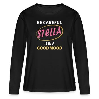 STELLA EST DE BONNE HUMEUR - T-shirt manches longues Premium bio Femme - noir - Devant - Julia (174cm)