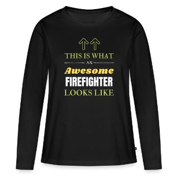 Voici à quoi ressemble un pompier génial - T-shirt manches longues Premium bio Femme - noir - Devant - Julia (174cm)