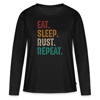 manger dormir rouille répéter - T-shirt manches longues Premium bio Femme - noir - Devant - Julia (174cm)