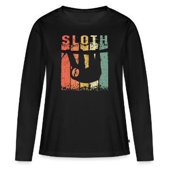 Paresseuse, sieste, lente, lente, lente, paresseuse - T-shirt manches longues Premium bio Femme - noir - Devant - Julia (174cm)