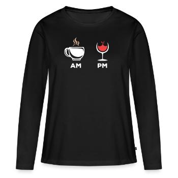 Cocktail AM PM Wine Drinker Wine - Women's Premium Organic Long Sleeve Shirt - black - Front - Julia (174cm)