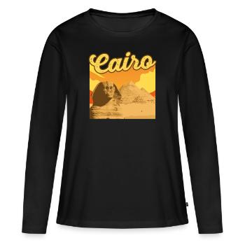 Hiéroglyphes Le Caire Mythologie égyptienne - T-shirt manches longues Premium bio Femme - noir - Devant - Julia (174cm)