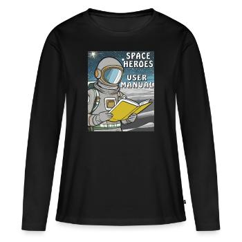 LIVRE D’ASTRONAUTE SPACE HERO MANUEL D’UTILISATION - T-shirt manches longues Premium bio Femme - noir - Devant - Julia (174cm)
