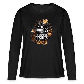 ZEIGEN SIE IHRE ERGEBNISSE - Frauen Premium Bio Langarmshirt - Schwarz - Vorne - Julia (174cm)