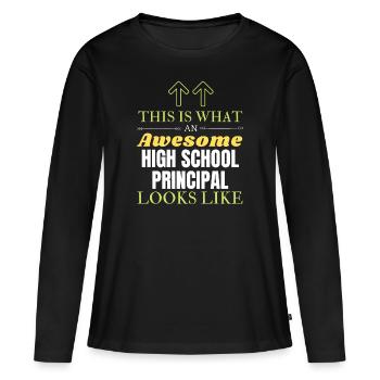 Voici à quoi ressemble un directeur d’école secondaire génial - T-shirt manches longues Premium bio Femme - noir - Devant - Julia (174cm)