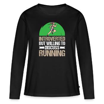 Marathon Willing To Discuss Running - Women's Premium Organic Long Sleeve Shirt - black - Front - Julia (174cm)