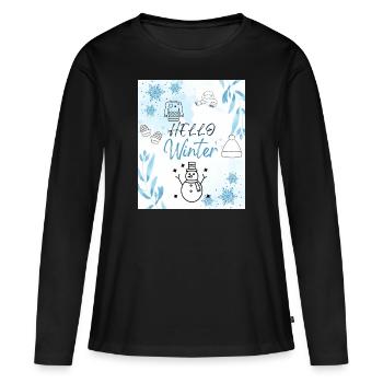 Hello Winter - Frauen Premium Bio Langarmshirt - Schwarz - Vorne - Julia (174cm)