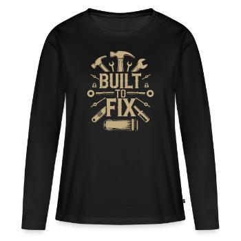 CONSTRUIT POUR RÉPARER - T-shirt manches longues Premium bio Femme - noir - Devant - Julia (174cm)