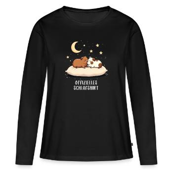 Offizielles Schlafshirt Meerschweinchen - Frauen Premium Bio Langarmshirt - Schwarz - Vorne - Julia (174cm)