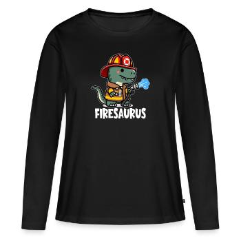 Firesaurus with Fire Helmet and Fire Hose - Women's Premium Organic Long Sleeve Shirt - black - Front - Julia (174cm)