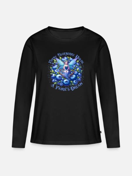 Magische Fee Frucht Heidelbeere Traum Bezaubernd - Frauen Premium Bio Langarmshirt - Schwarz