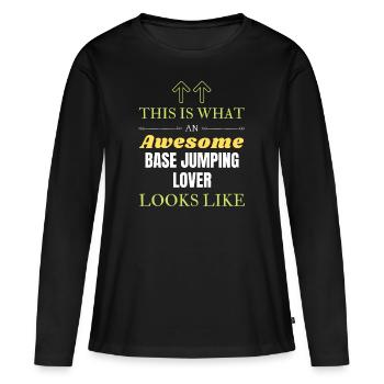 Voici à quoi ressemble un amateur de BASE jump génial l - T-shirt manches longues Premium bio Femme - noir - Devant - Julia (174cm)