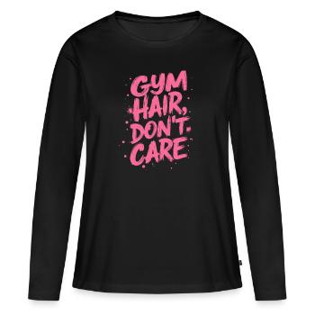 HAARE IM FITNESSSTUDIO - Frauen Premium Bio Langarmshirt - Schwarz - Vorne - Julia (174cm)