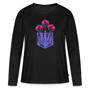 Fléchette Dart Dart Fléchette de poche - T-shirt manches longues Premium bio Femme - noir - Devant - Julia (174cm)